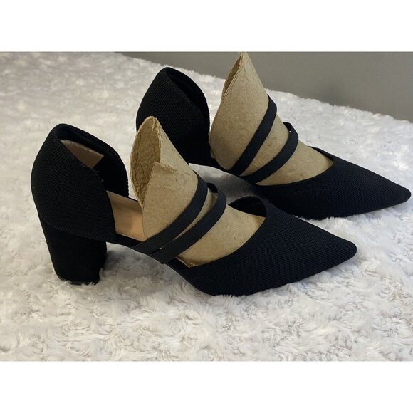 Cuccoo Sock Heels Pointed Toes Size 40 Black Stunning Block Heel Comfort Stretch - Picture 2 of 8